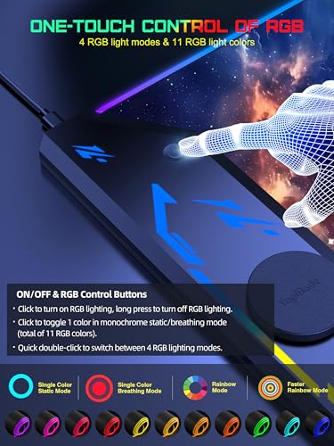 TopMade Wireless Charging Mouse Pad, RGB Gaming Mousepad, 35.4" x 15.8" Extra Large Waterproof Keyboard Desk Pad, Computer Desk Mat, Blue Nebula (Includes 20W PD Power Adapter & 6.56ft Woven Cable) - Image 4