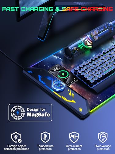 TopMade Wireless Charging Mouse Pad, RGB Gaming Mousepad, 35.4" x 15.8" Extra Large Waterproof Keyboard Desk Pad, Computer Desk Mat, Blue Nebula (Includes 20W PD Power Adapter & 6.56ft Woven Cable) - Image 2
