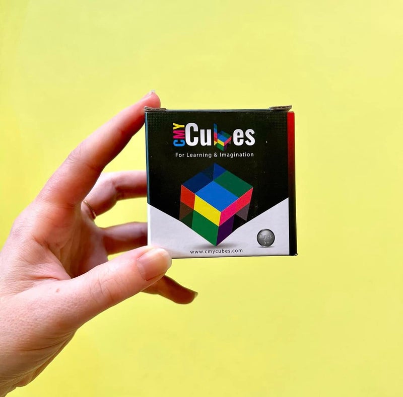 CMY Cubes Mini (30mm) - Cyan, Magenta & Yellow Cube - Optical Color Cube - Teaches Subtractive Color Mixing - Educational, Scientific, Physics & Kinetic Art Desk Object, STEAM - Image 2