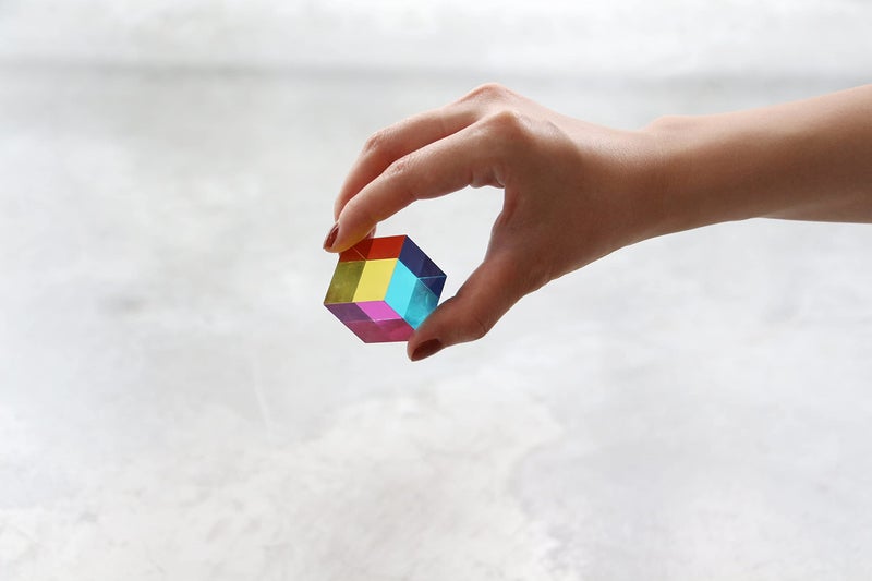 CMY Cubes Mini (30mm) - Cyan, Magenta & Yellow Cube - Optical Color Cube - Teaches Subtractive Color Mixing - Educational, Scientific, Physics & Kinetic Art Desk Object, STEAM - Image 3