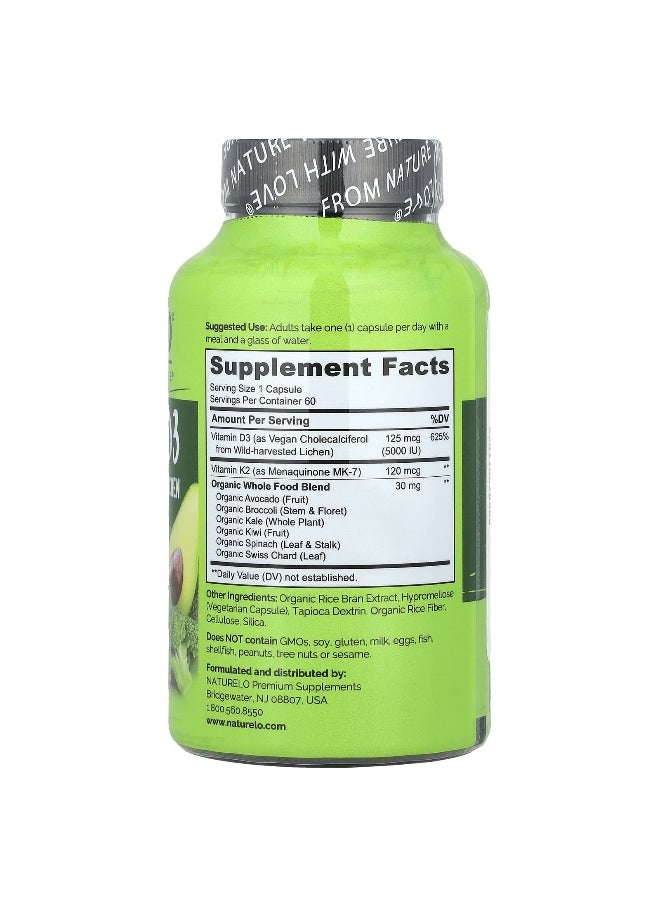 NATURELO NATURELO, Vegan Vitamin K2 + D3, 60 Vegetarian Capsules  - Image 2