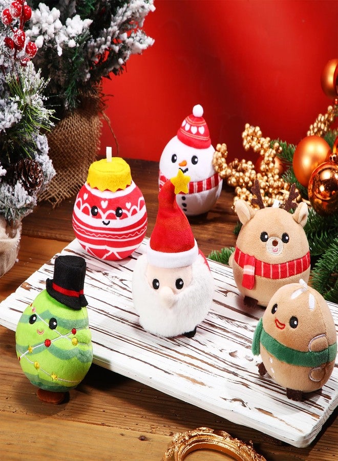 Suilung 6 Pcs Christmas Plush Ornaments Stuffed Santa Snowman Elk Gingerbread Man Xmas Tree Ball Decorations for Winter Holiday Hanging Decor Birthday Party Supplies, 4 Inches - Image 3