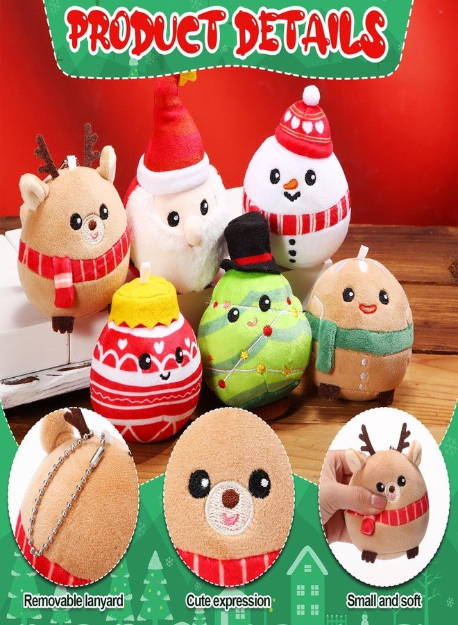Suilung 6 Pcs Christmas Plush Ornaments Stuffed Santa Snowman Elk Gingerbread Man Xmas Tree Ball Decorations for Winter Holiday Hanging Decor Birthday Party Supplies, 4 Inches - Image 2