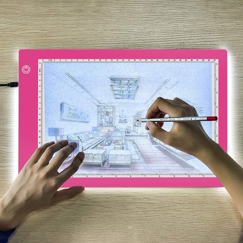 XIAOSTAR Light Box Drawing Pad, Tracing Board with Type-C Charge Cable and Brightness Adjustable for Artists, AnimationDrawing, Sketching, Animation, X-ray Viewing (A4-P-Pink-New) - Image 1