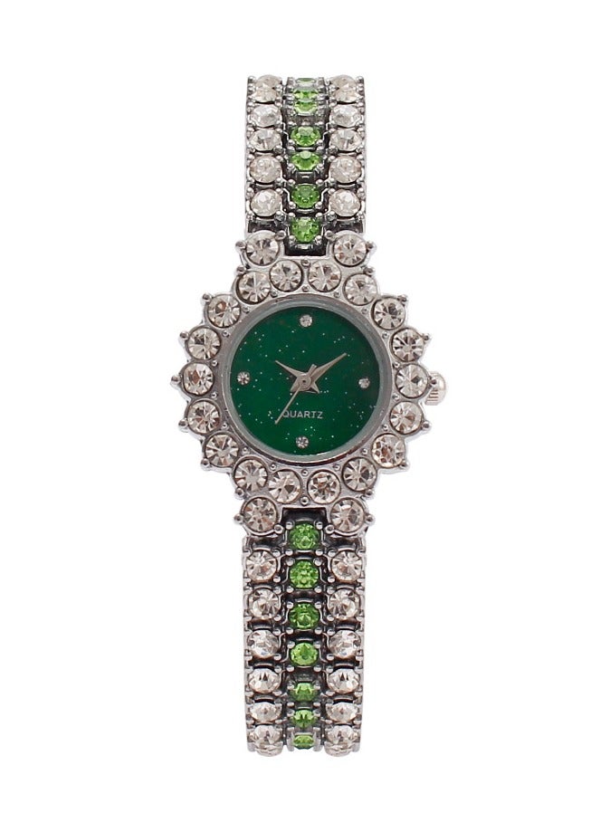 Women Rhinestone Quartz Watch Fashion Silver Bracelet Jewelry Wristwatch