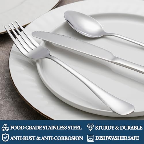 MUTNITT Dinner Forks,Set of 16 Top Food Grade Stainless Steel Silverware Forks,Table Forks,Flatware Forks,8 Inches,Mirror Finish & Dishwasher Safe,Use for Home,Kitchen or Restaurant - Image 3