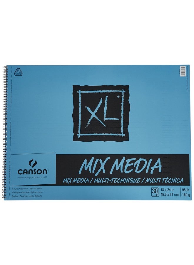 Canson XL Series Mix Media Paper Pad, Heavyweight, Fine Texture, Heavy Sizing for Wet and Dry Media, Side Wire Bound, 98 Pound, 18 x 24 In, 30 Sheets - Image 1