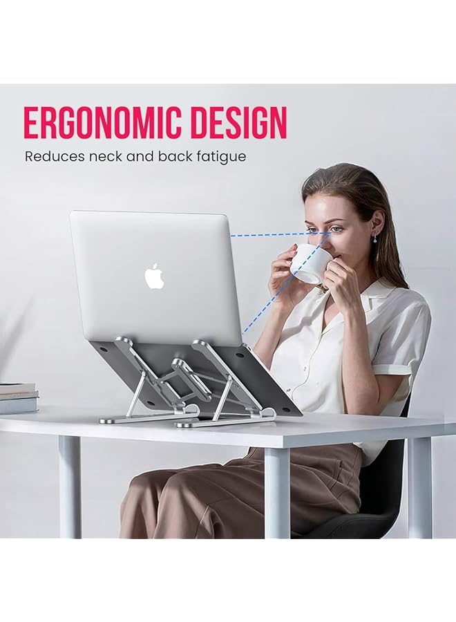 erorex Adjustable Laptop Stand For Desk Abs And Silicone Foldable Portable Laptop Holder Ventilated Cooling Notebook Stand For Macbook Pro Air Lenovo Dell Hp Laptops Tablet - Image 4