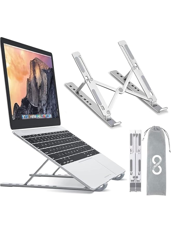 erorex Adjustable Laptop Stand For Desk Abs And Silicone Foldable Portable Laptop Holder Ventilated Cooling Notebook Stand For Macbook Pro Air Lenovo Dell Hp Laptops Tablet - Image 1