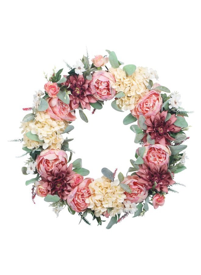 lokeisna 24" Front Door Wreath, Pink Peony Hydrangea Wreath, Summer Floral Bud Wreath for Indoor Outdoor Homer, Wedding, Mother's Day, Thanksgiving - Image 1
