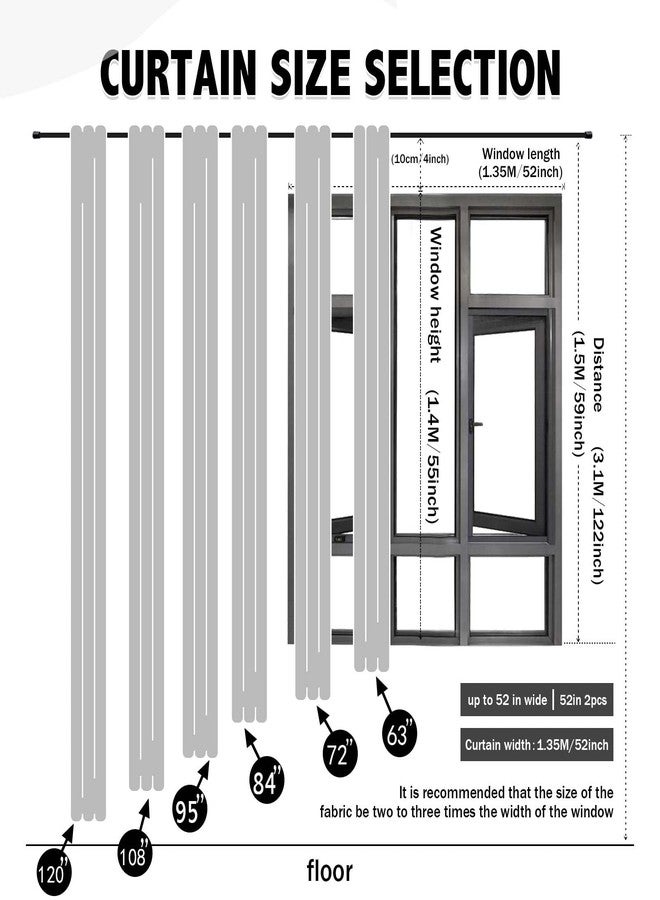 indistar Home Blackout Curtains Double Layer Solid Sheer Grommet Top Window Curtain Panel Pair, 52Wx63L,Greyish White - Image 2