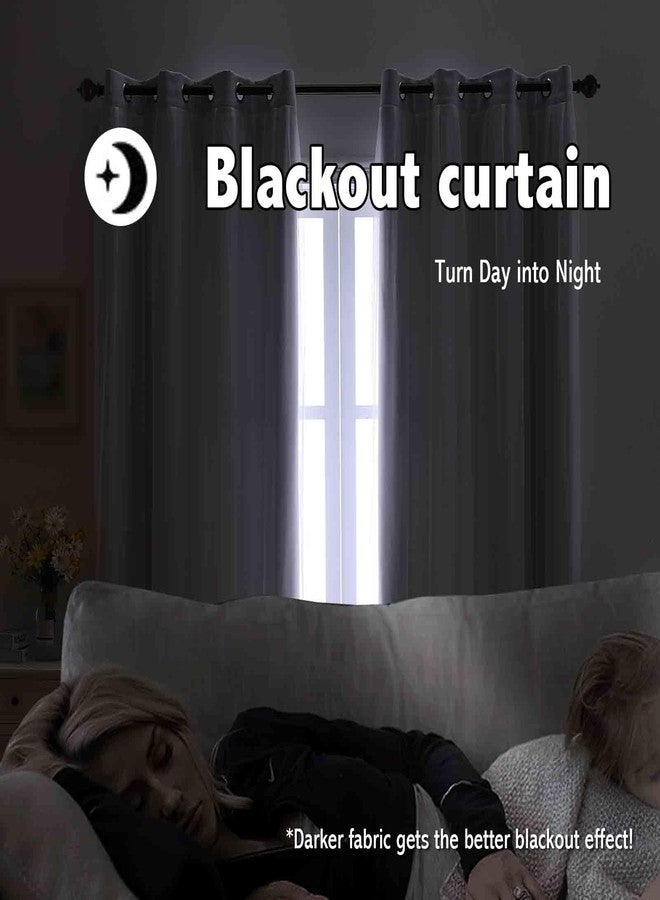 indistar Home Blackout Curtains Double Layer Solid Sheer Grommet Top Window Curtain Panel Pair, 52Wx63L,Greyish White - Image 3