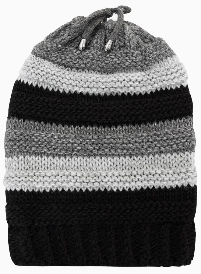 Lilax Knit Slouchy Oversized Soft Warm Winter Beanie Hat, Black Stripe, 0-1 - Image 2