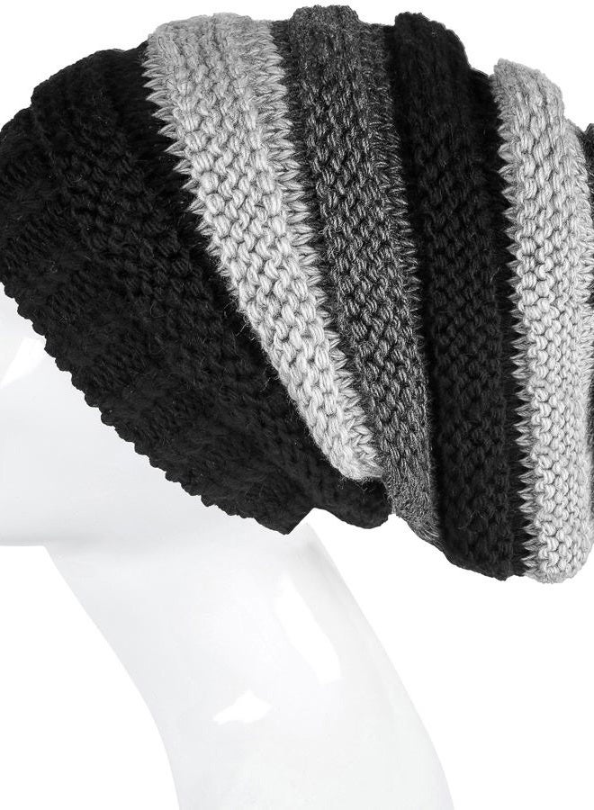 Lilax Knit Slouchy Oversized Soft Warm Winter Beanie Hat, Black Stripe, 0-1 - Image 5