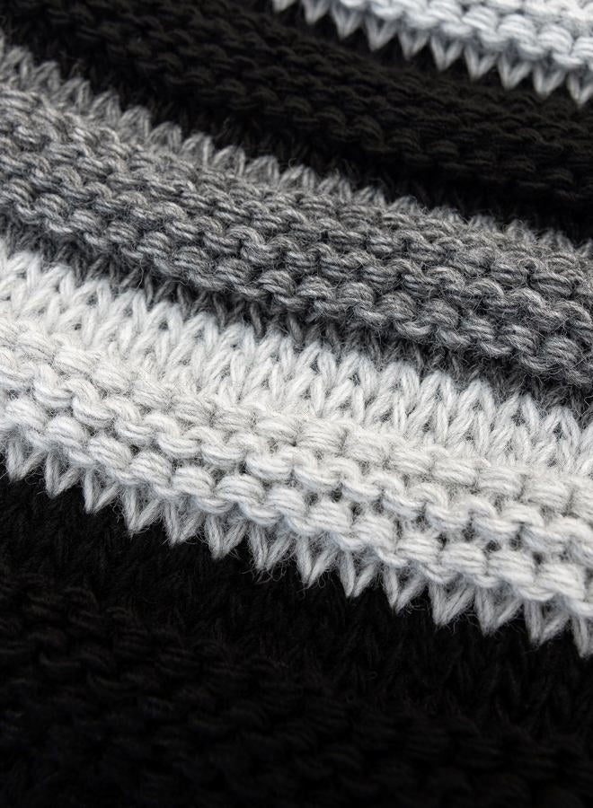 Lilax Knit Slouchy Oversized Soft Warm Winter Beanie Hat, Black Stripe, 0-1 - Image 3