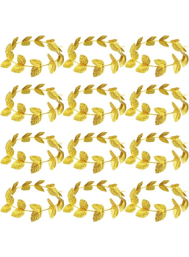 Canlierr Gold Laurel Crown Headband, 12 Pieces Halloween Costume Headpiece, Lightweight Greek Goddess Headband, Quality Knitted Fabric Material, for Men Women Toga Party Decoration Accessories - Image 1