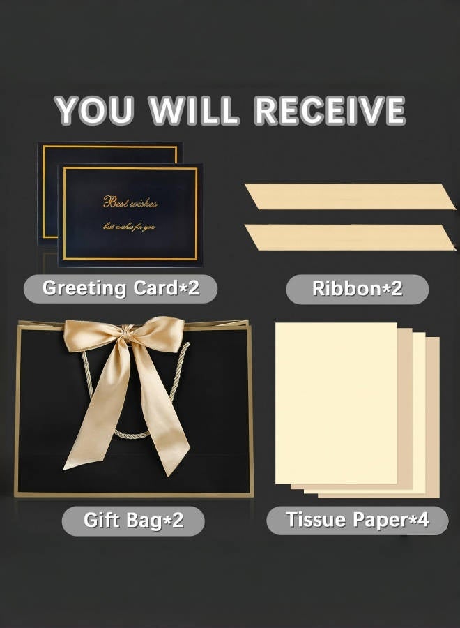 أكياس هدايا كبيرة مع ورق مناديل وبطاقة تهنئة، حقيبة ورقية للشكر مع مقابض، لأي عيد ميلاد، حفلات زفاف، عيد الأم والمناسبات الخاصة 32 × 10 × 25 سم - Image 2