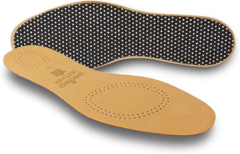 pedag Leather Insole with Sweat Wicking Carbon Layer, Handmade in Germany, Fits Pumps and Dress Shoes, Tan, US M10 / EU 43