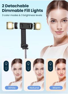 Xkimos Selfie Stick Tripod, 165cm Retractable Smartphone Tripod with Wireless Remote Control and Dual Fill Light, Portable Phone Tripod for iPhone/Samsung/GoPro/Android Phones  - Image 2