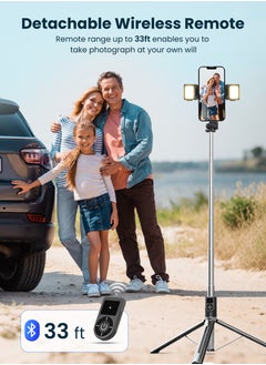 Xkimos Selfie Stick Tripod, 165cm Retractable Smartphone Tripod with Wireless Remote Control and Dual Fill Light, Portable Phone Tripod for iPhone/Samsung/GoPro/Android Phones  - Image 4