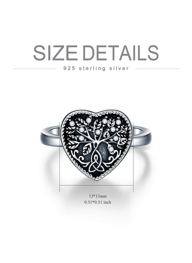 AOBOCO 925 Sterling Silver Heart Tree Of Life Celtic Knot Cremation Urn Ring Holds Loved Ones Ashes Always In My Heart Urn Ring For Ashes For Women Memorial Keepsake Jewelry With Austrian Crystal - Image 4