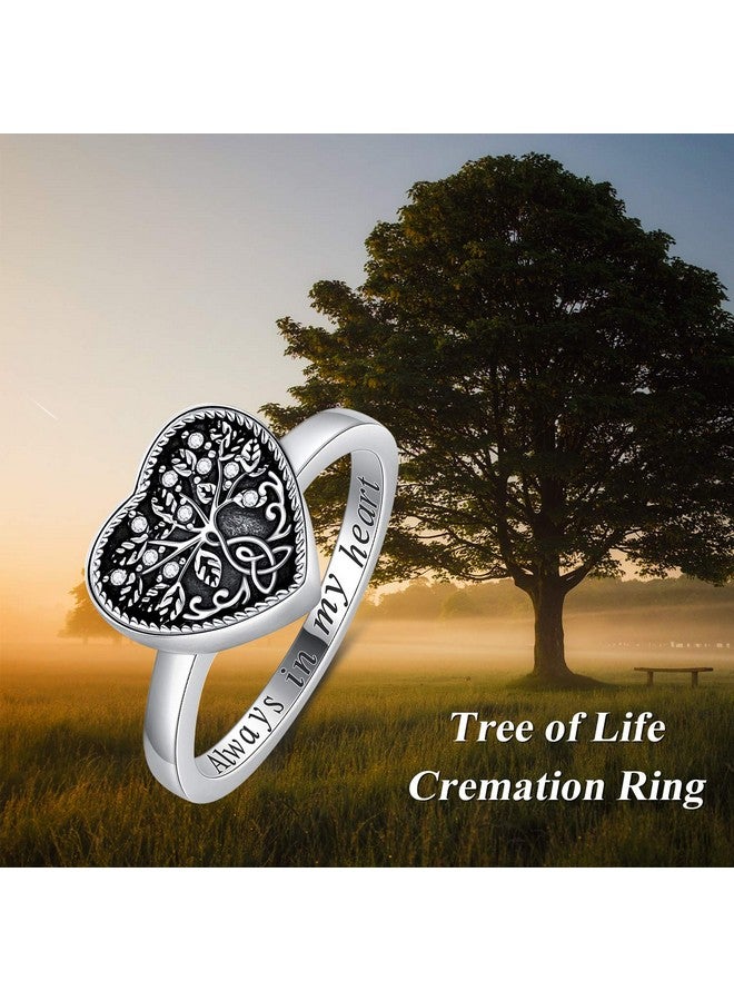 AOBOCO 925 Sterling Silver Heart Tree Of Life Celtic Knot Cremation Urn Ring Holds Loved Ones Ashes Always In My Heart Urn Ring For Ashes For Women Memorial Keepsake Jewelry With Austrian Crystal - Image 5