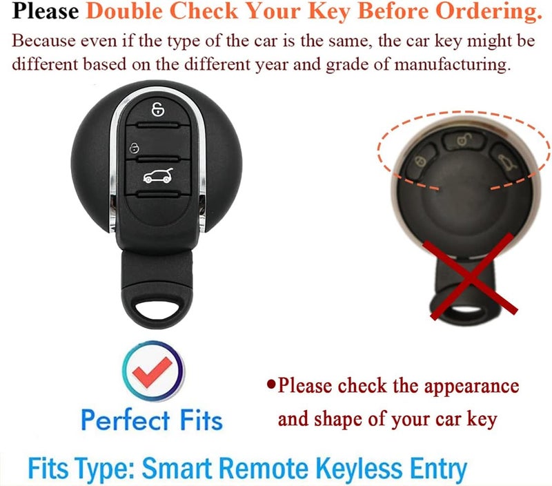 SANRILY Key Cover fit for Mini Cooper 2016-2021 Clubman Countryman Hardtop Convertible Keyless Entry Remote Key Protector Case Leather Key Ring Holder Red - Image 2