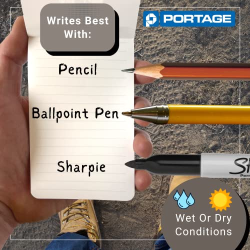 Portage Notebooks - 4 Pack Waterproof Notebook, Made From Recycled Stone Waste, Small Notepad, All Weather Notebook, Write in any Weather - 3x5 In, 40 Lined Sheets, Variety 4 Pack - Image 3