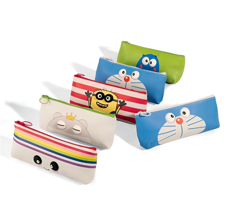 FINEMOE Set of 6 Party Return Gifts for Birthday - 3D Pencil Case & Pen Holder for Kids - Soft & Waterproof Pencil Pouch with Multiple Designs, Cute Stationary Bulk Return Gift for Girls & Boys 3-12 - Image 1