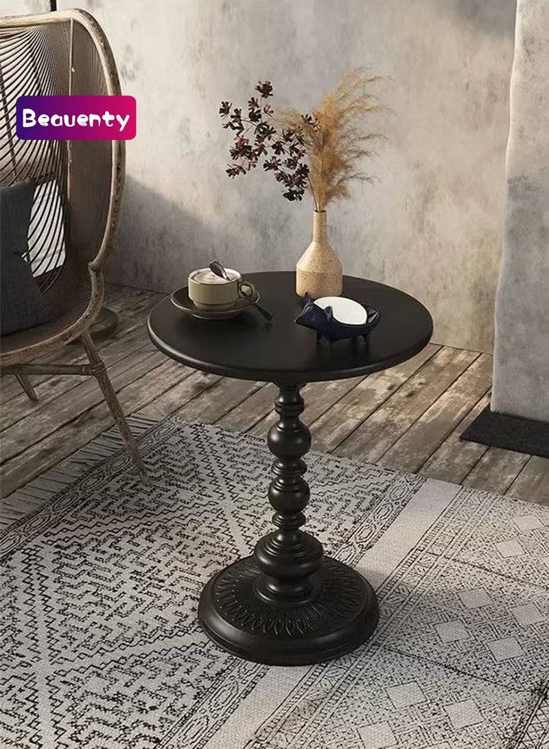 Beauenty Sofa Side Table Living Room Coffee Table Household Roman Pillar End Table Black Wood 39x39x52 cm - Image 1
