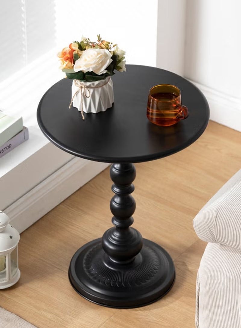 Beauenty Sofa Side Table Living Room Coffee Table Household Roman Pillar End Table Black Wood 39x39x52 cm - Image 5