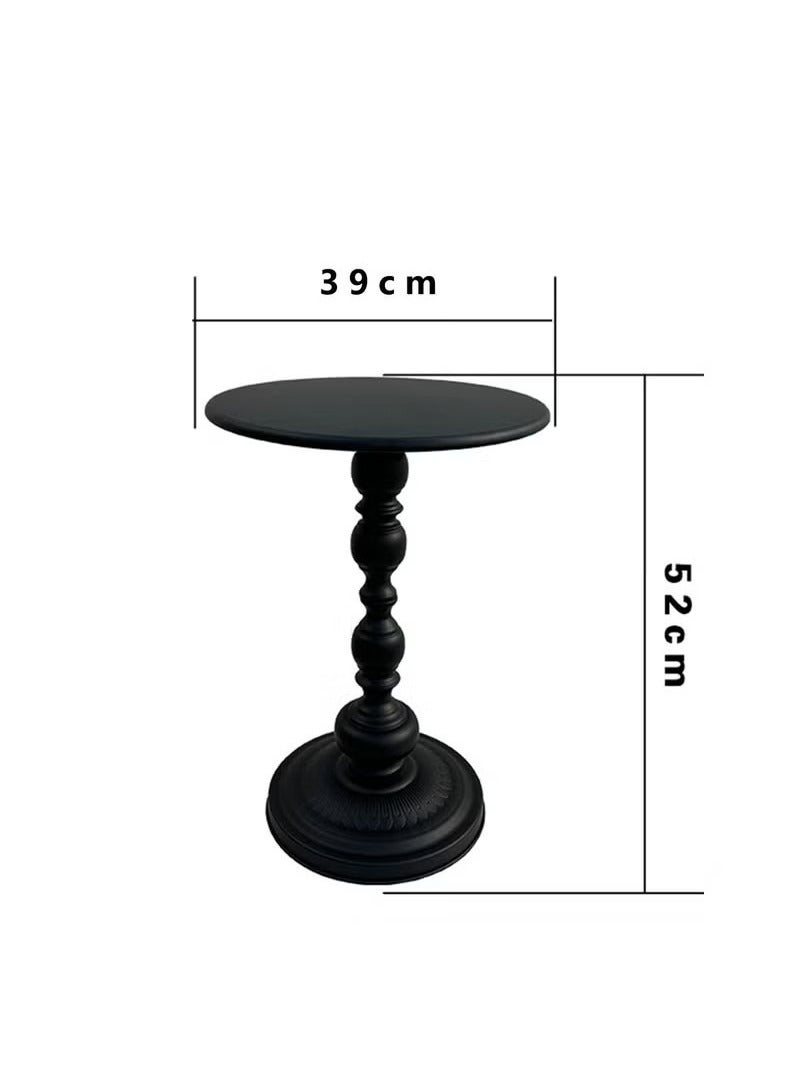 Beauenty Sofa Side Table Living Room Coffee Table Household Roman Pillar End Table Black Wood 39x39x52 cm - Image 4