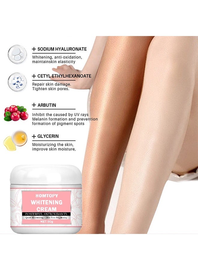 HOMTOPY Whitening Cream - for Neck, Knees, Elbows, Inner Thigh Underarm Whitening Dark Spot Corrector Cream Face and Body Skin Lightening Cream 50g - Image 2