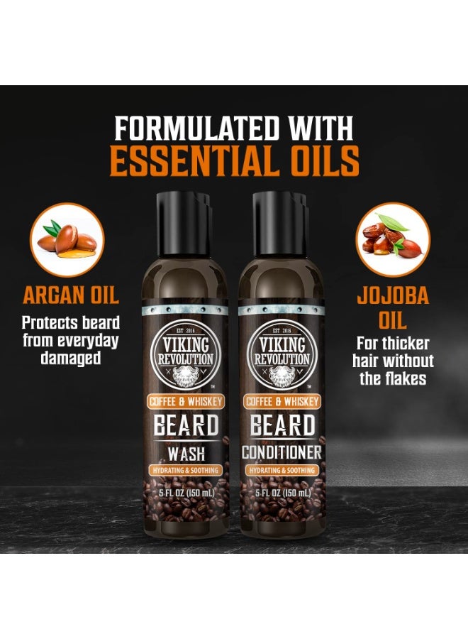 Viking Revolution Beard Wash and Beard Conditioner for Men with Argan Oil and Jojoba Oil- Beard Softener and Strengthener Beard Care Beard Shampoo and Conditioner with Ginseng Root(5oz,Coffee Whiskey) - Image 2