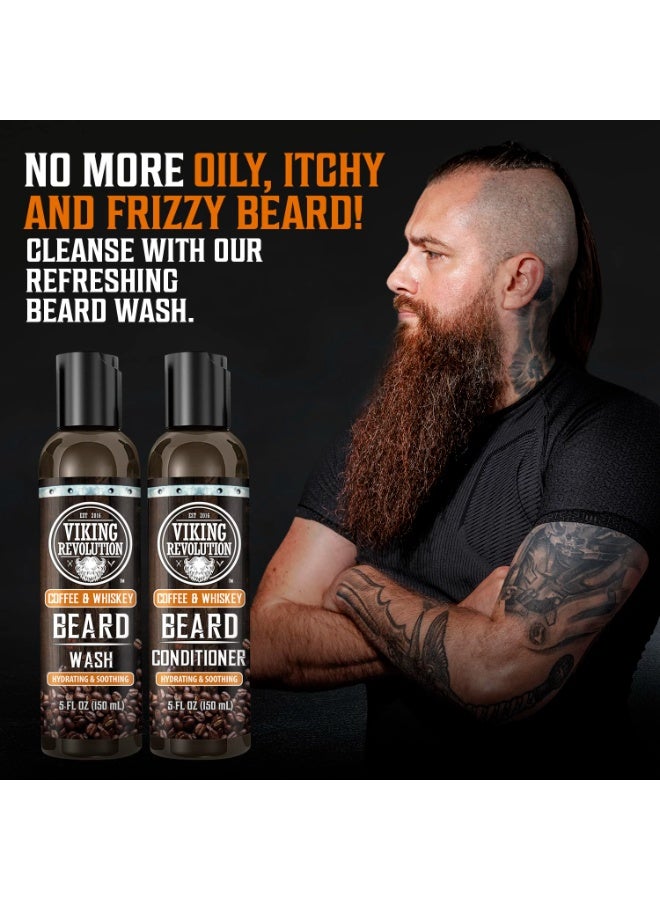 Viking Revolution Beard Wash and Beard Conditioner for Men with Argan Oil and Jojoba Oil- Beard Softener and Strengthener Beard Care Beard Shampoo and Conditioner with Ginseng Root(5oz,Coffee Whiskey) - Image 5