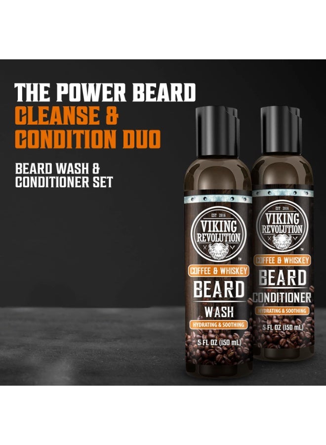 Viking Revolution Beard Wash and Beard Conditioner for Men with Argan Oil and Jojoba Oil- Beard Softener and Strengthener Beard Care Beard Shampoo and Conditioner with Ginseng Root(5oz,Coffee Whiskey) - Image 3
