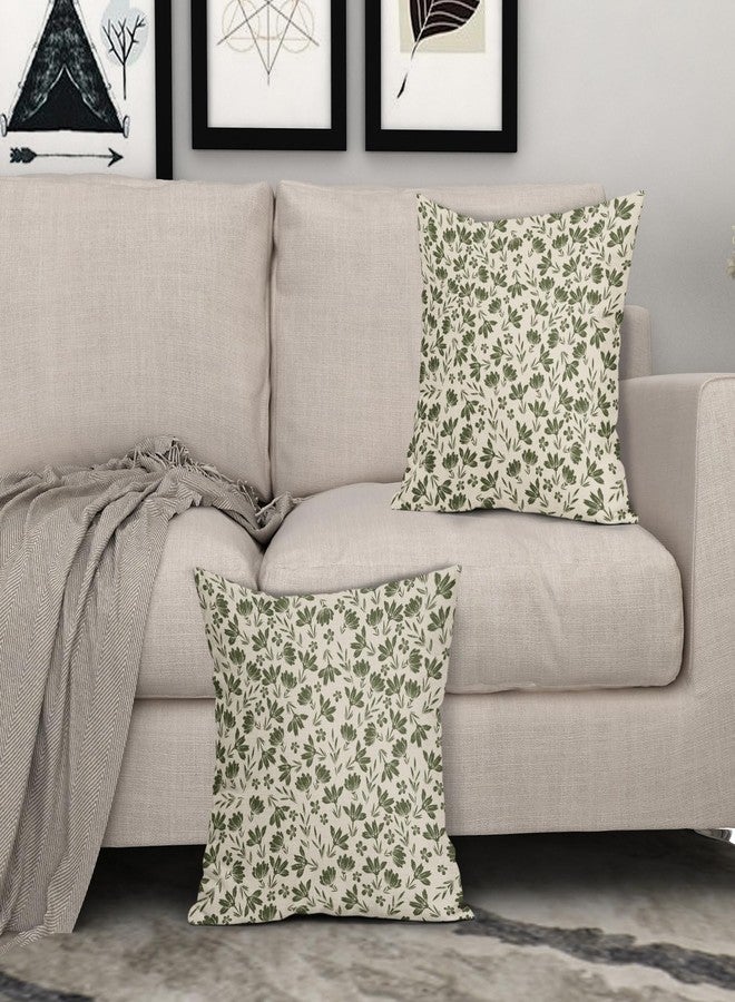 Aytipun Olive Green Floral Pillow Covers 18x18 Set of 2 Vintage Rustic Old Style Cute Small Flower Green Cream Print Decorative Outdoor Pillowcases Farmhouse Throw Cushion Case Decor for Couch Sofa Bed - Image 3