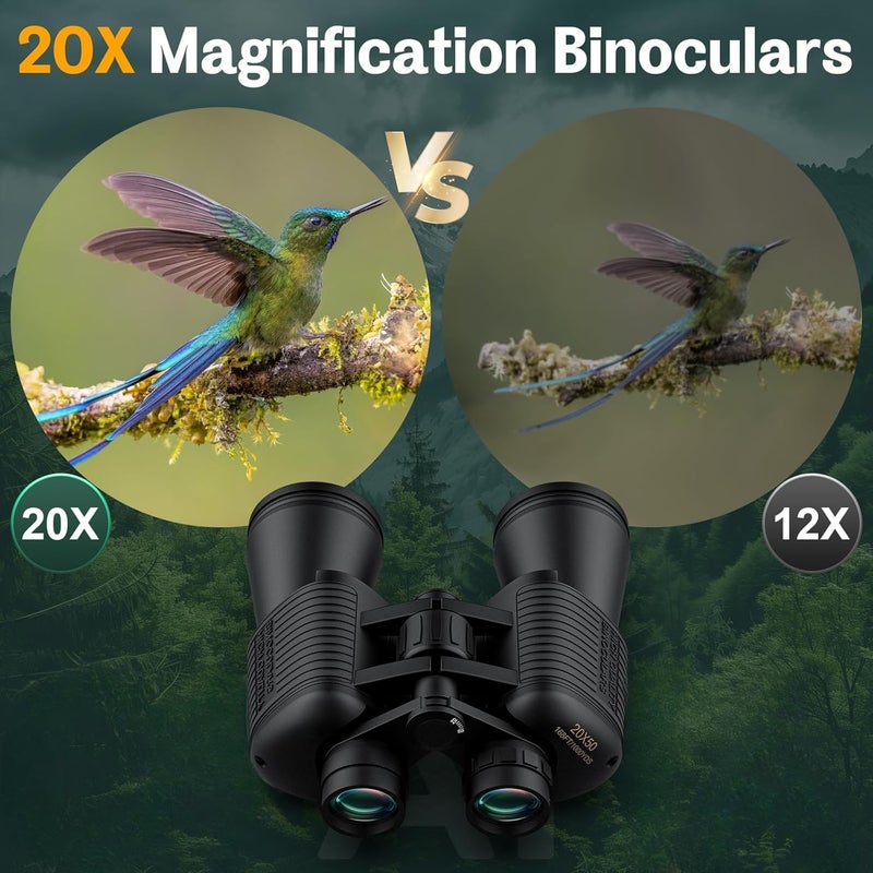 GHIME Binoculars for Long Distance 20x50 Zoom | Ultra HD 2000 Meter Range | BAK4 Prism FMC Lens | Waterproof Wide View for Traveling, Bird Watching, Wildlife, Safari, Sports, Stargazing - Image 4