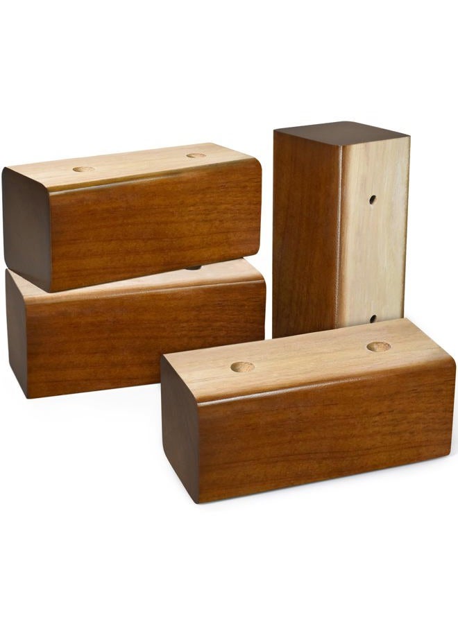 Sopicoz Wood Furniture Risers, Universal Sofa Legs, Rectangle Bed Risers, Couch Feet, Replacement Legs for Chair Table Bench Loveseat, Heavy Duty Wood Blocks (Brown, 2 inch) - Image 1