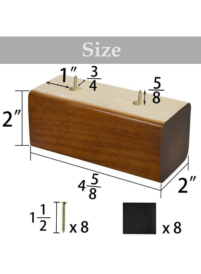 Sopicoz Wood Furniture Risers, Universal Sofa Legs, Rectangle Bed Risers, Couch Feet, Replacement Legs for Chair Table Bench Loveseat, Heavy Duty Wood Blocks (Brown, 2 inch) - Image 2