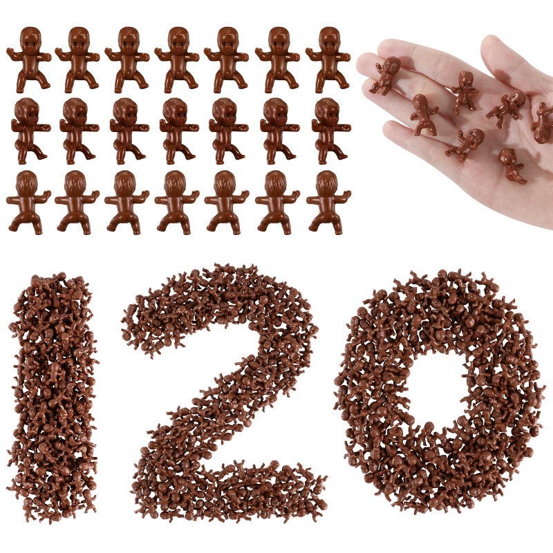 ZYFLSQ 120 Pcs Mini Babies for Baby Shower Games, 1 Inch Tiny Plastic Babies Bulk for My Water Broke Ice Cube, Mardi Gras King Cake Baby Figurines, Hide Hunt Games, Party Decorations Favors(Black) - Image 1
