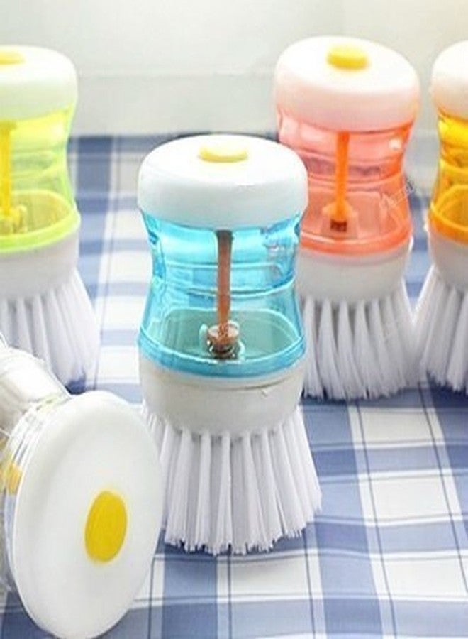 Ratehalf® Branded Dish/Washbasin Plastic Cleaning Brush with Liquid Soap Dispenser, Multicolour - Image 1