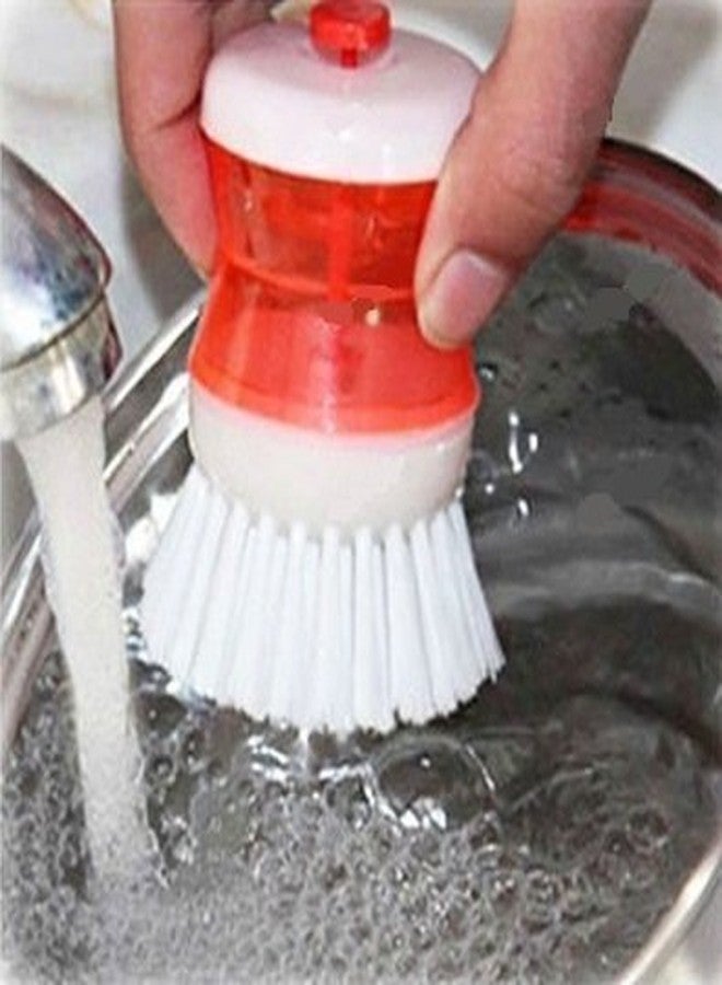 Ratehalf® Branded Dish/Washbasin Plastic Cleaning Brush with Liquid Soap Dispenser, Multicolour - Image 4