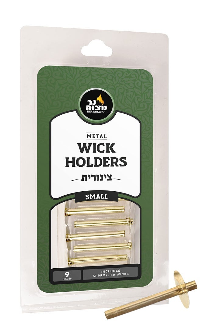 METAL WICK HOLDER SET 9 SMALL HOLDERS AND 50 WAX COATED COTTON WICKS SITS IN FULL OIL CUP FOR OPTIMAL SAFETY AND BURN TIME TZINORES