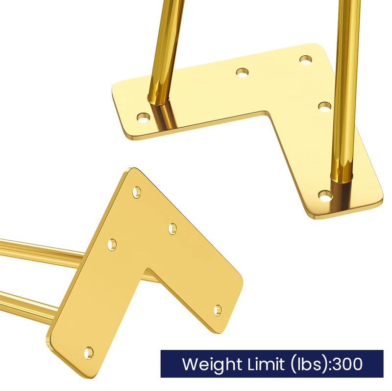 SMARTSTANDARD 16 Inch Hairpin Furniture Legs, 3/8'' Rods Metal Home DIY Projects for Nightstand, Coffee Table, Desk with Rubber Floor Protectors, Gold Set of 4PCS - Image 5