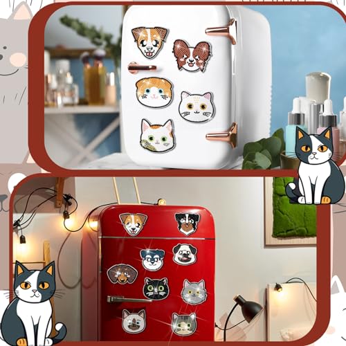 Remuuly 30 Pcs Animal Diamond Painting Magnets Cat and Dog Diamond Art Magnets Kits for Adults Cute Animal 5D Rhinestones Refrigerator Magnetic Stickers Dog Fridge Sticker for Fridge DIY Crafts Gifts - Image 4