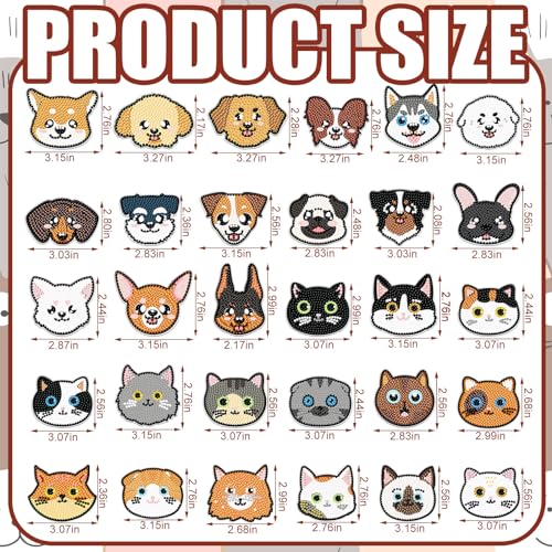 Remuuly 30 Pcs Animal Diamond Painting Magnets Cat and Dog Diamond Art Magnets Kits for Adults Cute Animal 5D Rhinestones Refrigerator Magnetic Stickers Dog Fridge Sticker for Fridge DIY Crafts Gifts - Image 3