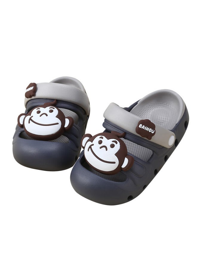 Baihou White Monkey Uni Kids Cartoon Indoor Outdoor Beach Children's Hole Sandals D04 Gray 32-33 - Image 2