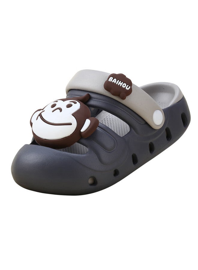 Baihou White Monkey Uni Kids Cartoon Indoor Outdoor Beach Children's Hole Sandals D04 Gray 32-33 - Image 3