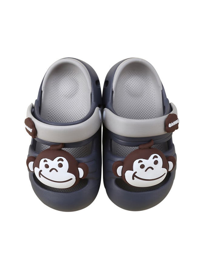 Baihou White Monkey Uni Kids Cartoon Indoor Outdoor Beach Children's Hole Sandals D04 Gray 32-33 - Image 5